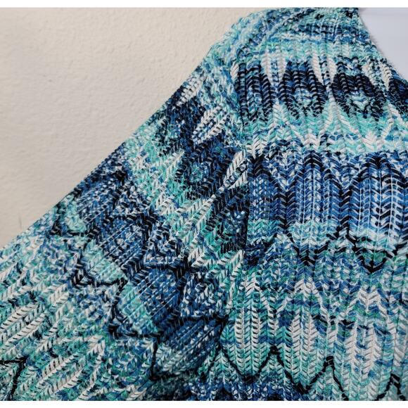 Catherines Blue Teal White Open Front Cardigan Sweater 14W 16W Plus Lightweight - Picture 5 of 5